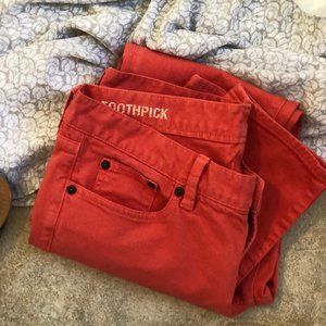 J Crew Toothpick Coral Jeans Womens size 30 x 27